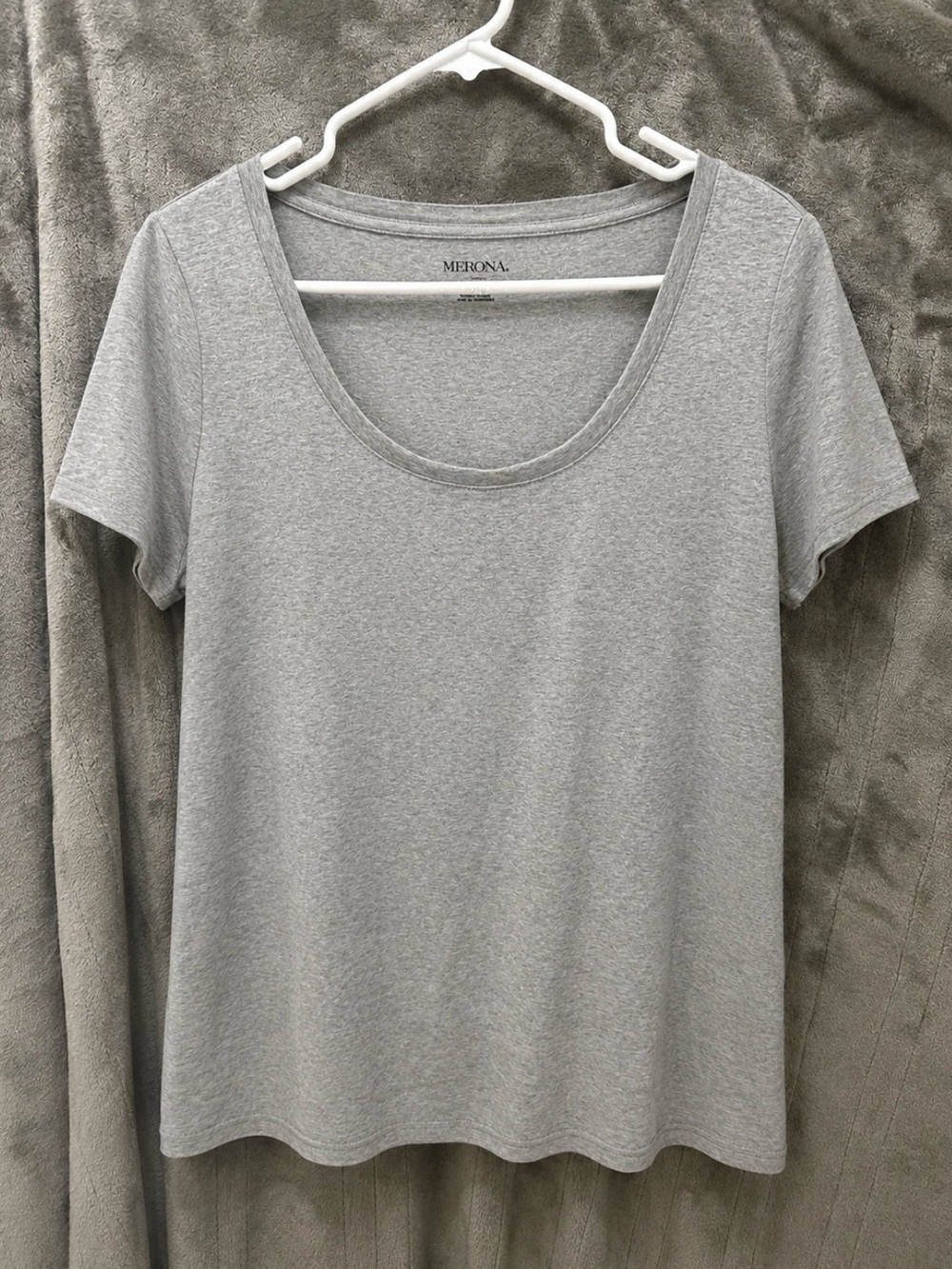 Merona Light Gray Scoop Neck Short Sleeve XL